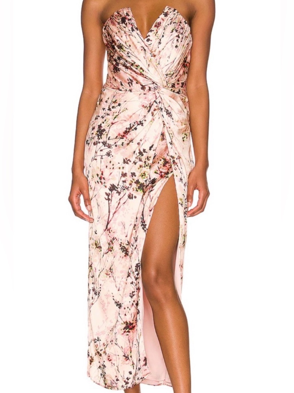 Katie May Come On Home Floral Print Satin Cocktail Dress in Pink Botanical